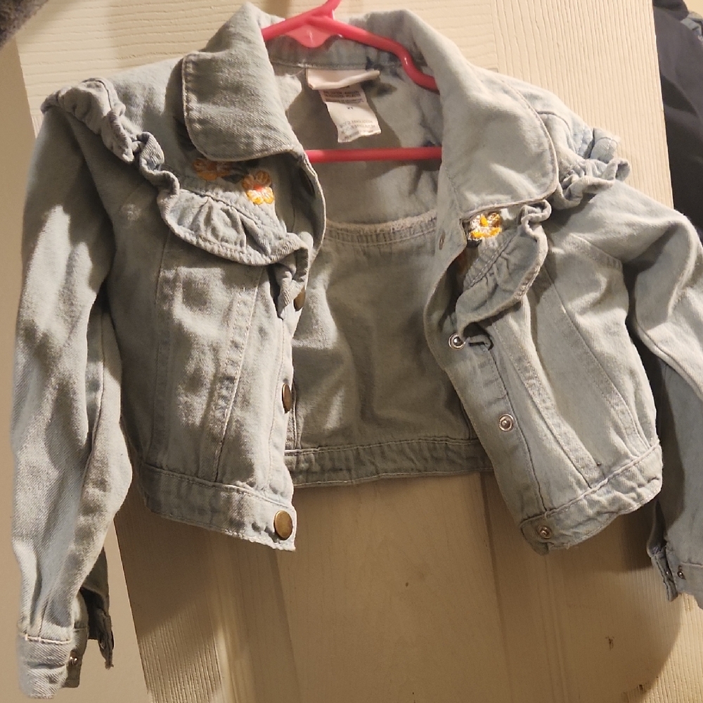 Little Lass Light Blue Denim Jacket with Ruffles